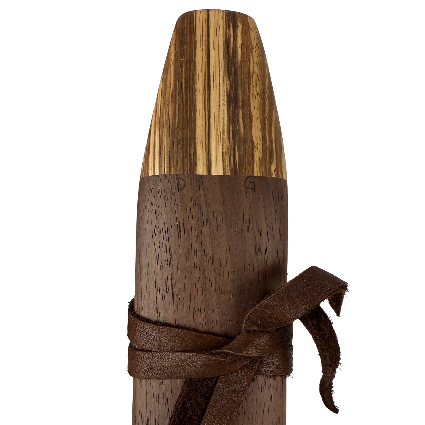 Native American Harmony Double Flute in D minor and G minor by Nash Tavewa, Peruvian Black Walnut with Zebrawood Mouthpiece