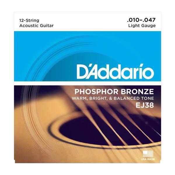 D'Addario Acoustic Guitar 12 String Light Phosphor Bronze Strings EJ38 Accessories_Strings D'Addario