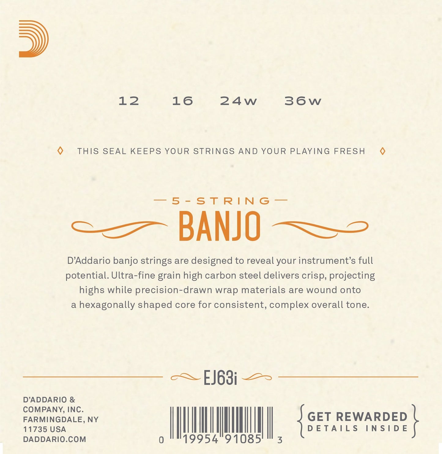 D'Addario EJ63i Irish Tenor Banjo Strings, Nickel, 12-36 Accessories_Strings D'Addario