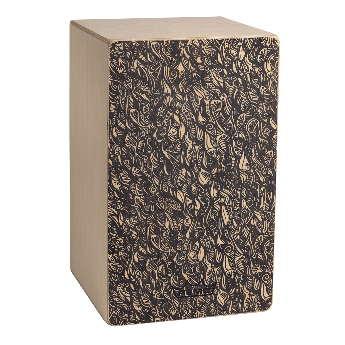 Remo Cajon, Artbeat Artist Collection, Fixed Face Plate, Natural Finish, Aux Moon, Artwork By Aric Improta Cajons Remo