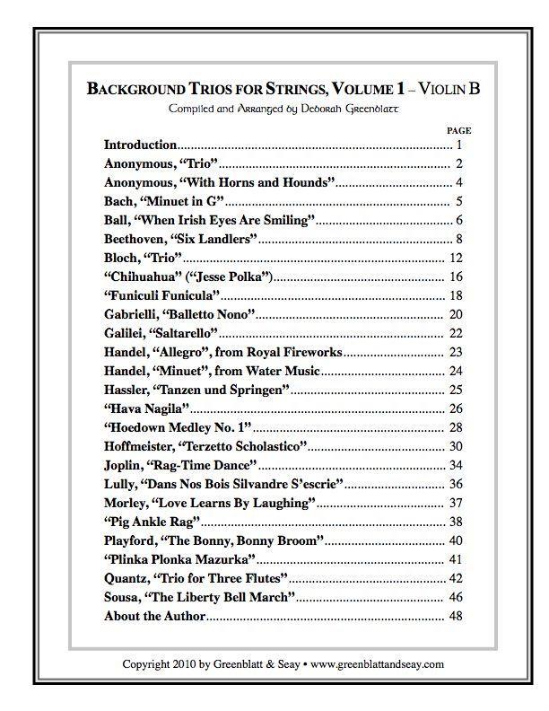 Background Trios for Strings Vol. 1 - Violin B Media Greenblatt & Seay