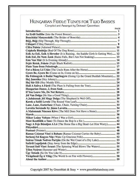 Hungarian Fiddle Tunes for Two Basses Media Greenblatt & Seay