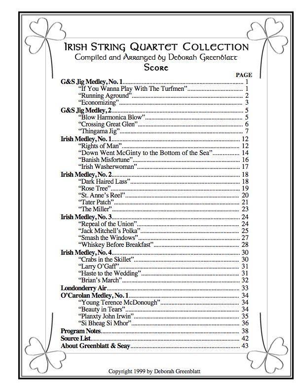 Irish String Quartet Collection - Score Media Greenblatt & Seay