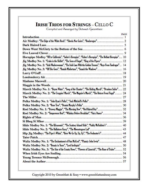 Irish Trios for Strings Cello C Media Greenblatt & Seay