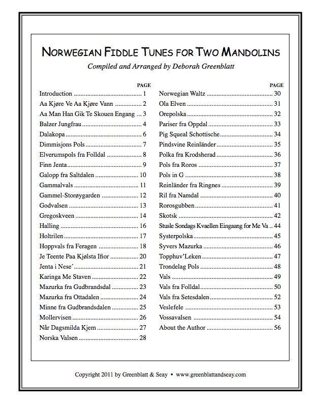 Norwegian Fiddle Tunes for Two Mandolins Media Greenblatt & Seay