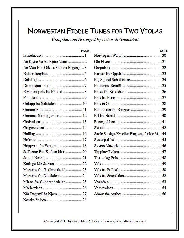 Norwegian Fiddle Tunes for Two Violas Media Greenblatt & Seay
