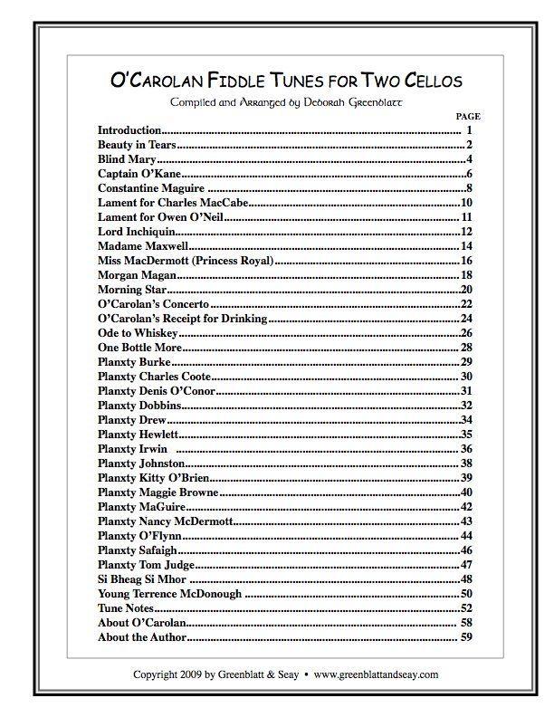 O'Carolan Fiddle Tunes for Two Cellos Media Greenblatt & Seay