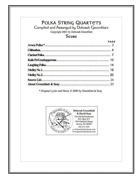 Polka String Quartets - Score Media Greenblatt & Seay