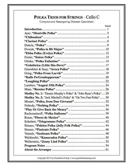 Polka Trios for Strings - Cello C Media Greenblatt & Seay