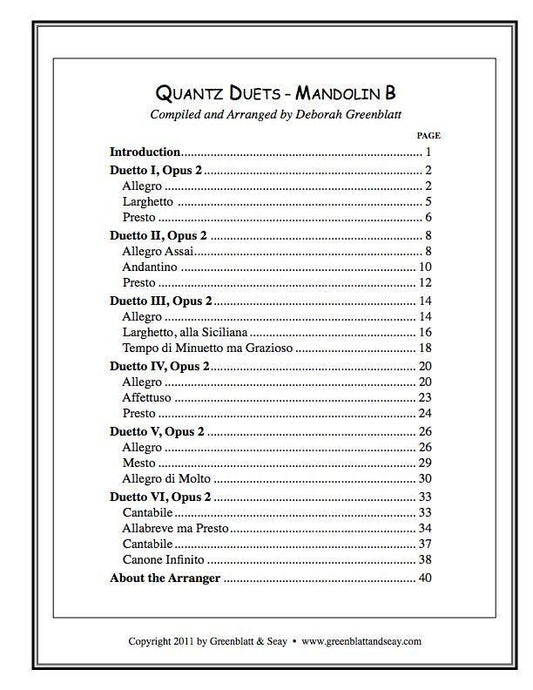 Quantz Duets - Mandolin B Media Greenblatt & Seay