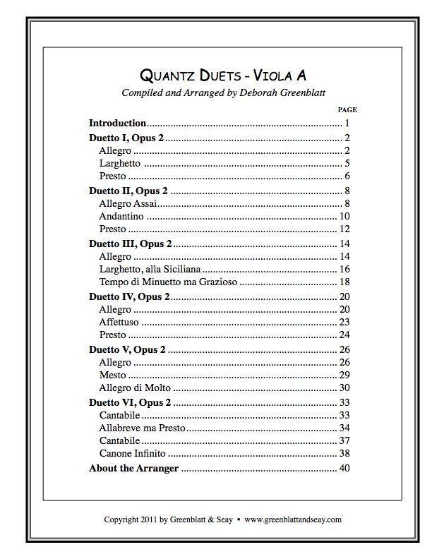 Quantz Duets - Violas A Media Greenblatt & Seay