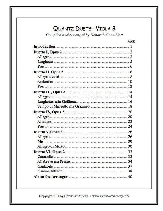Quantz Duets - Violas B Media Greenblatt & Seay