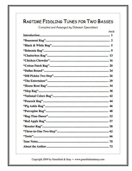 Ragtime Fiddling Tunes for Two Basses Media Greenblatt & Seay