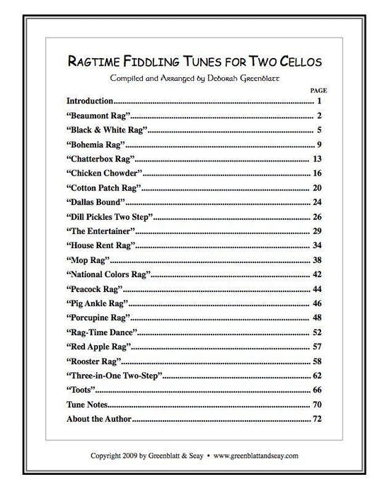 Ragtime Fiddling Tunes for Two Cellos Media Greenblatt & Seay