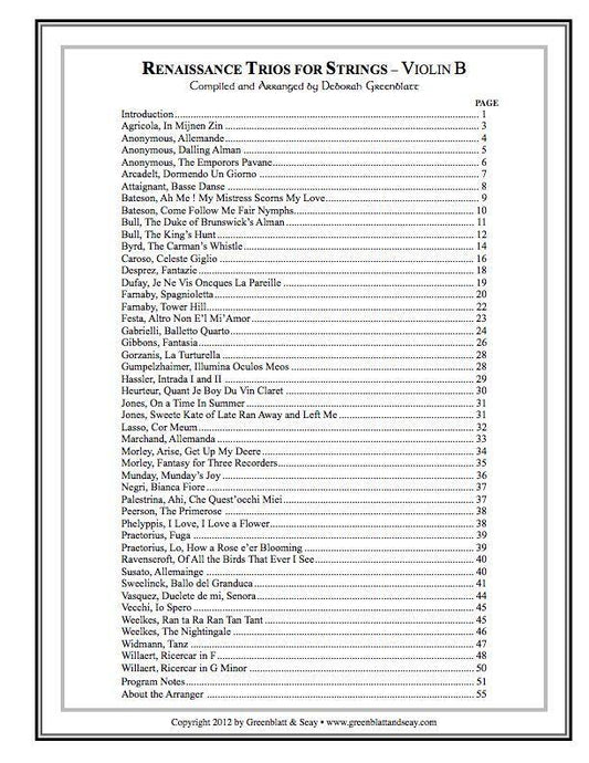 Renaissance Trios for Strings - Violin B Media Greenblatt & Seay