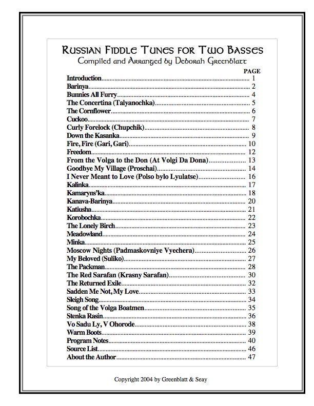 Russian Fiddle Tunes for Two Basses Media Greenblatt & Seay