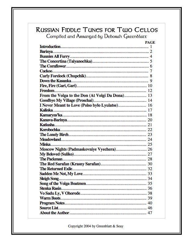 Russian Fiddle Tunes for Two Cellos Media Greenblatt & Seay