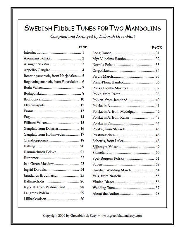 Swedish Fiddle Tunes for Two Mandolins Media Greenblatt & Seay