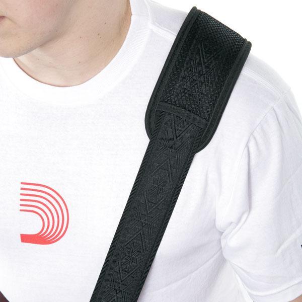 D'Addario Planet Waves 50MM Woven Strap-Black Satin w/ Pad Guitar Straps D'Addario/Planet Waves