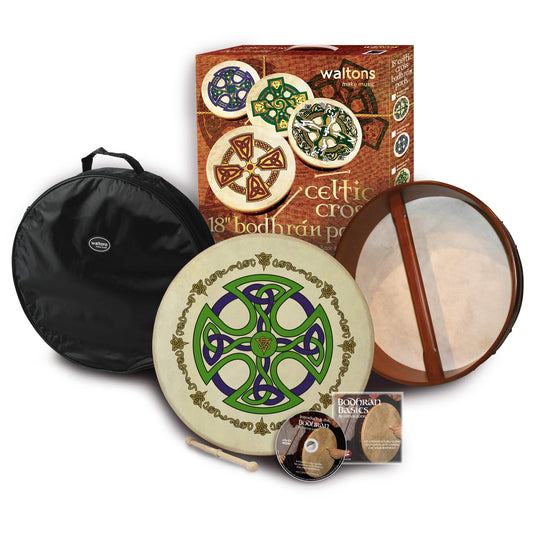 Brosna Cross Bodhran 18 inch. Bodhran Gift Pack Bodhrans Waltons   