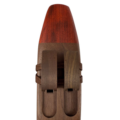 Native American Harmony Double Flute in D minor and A minor by Nash Tavewa, Peruvian Black Walnut with Padauk Mouthpiece