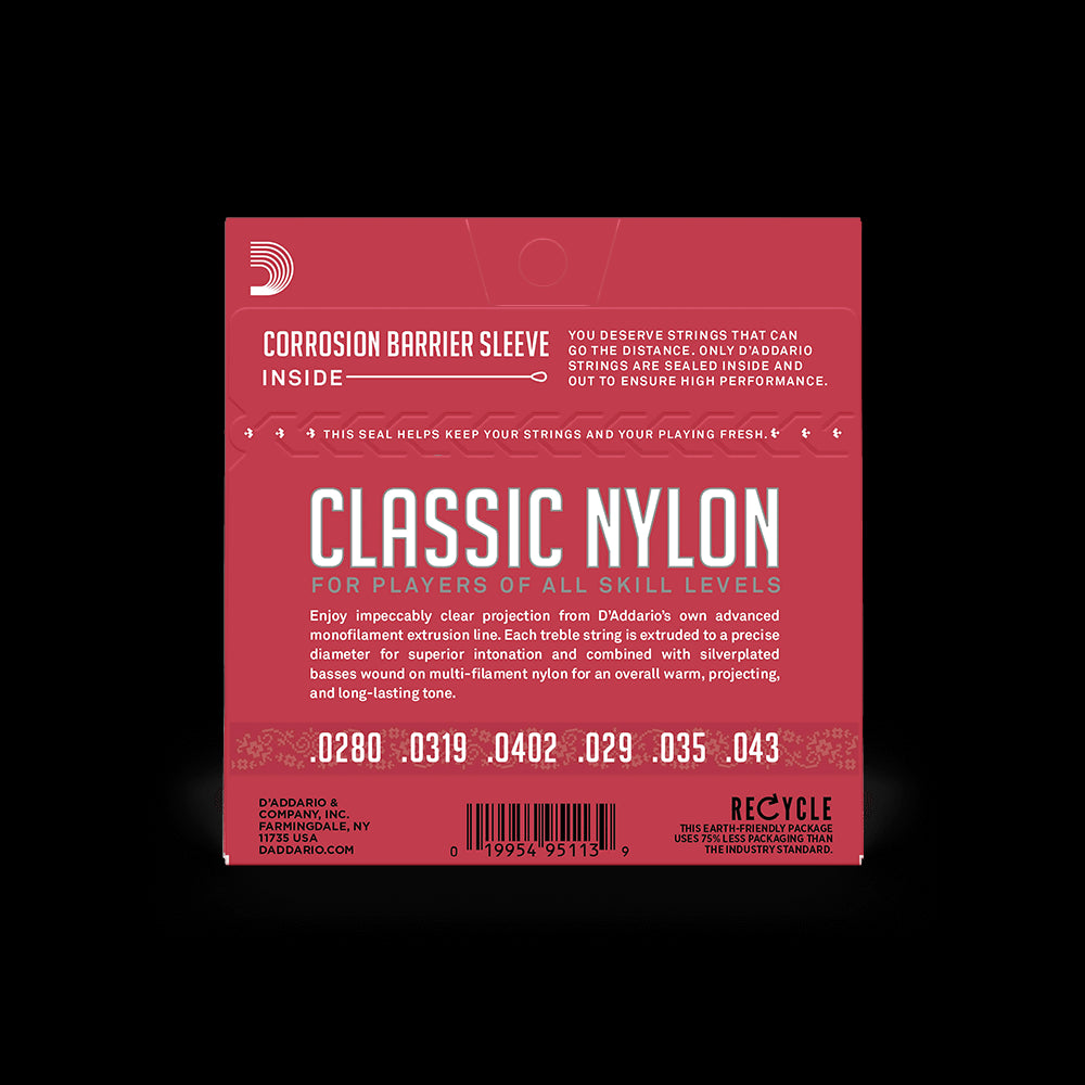 D'Addario Classical Guitar NORMAL TENSION Silver Plated Wrap, Nylon Core, Clear Student Nylon Trebles, EJ27N Accessories_Strings D'Addario   