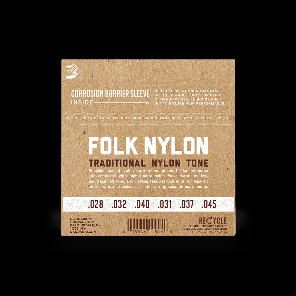 D'Addario Acoustic Guitar Folk Clear Nylon/Silver Ball Strings EJ32C Accessories_Strings D'Addario   