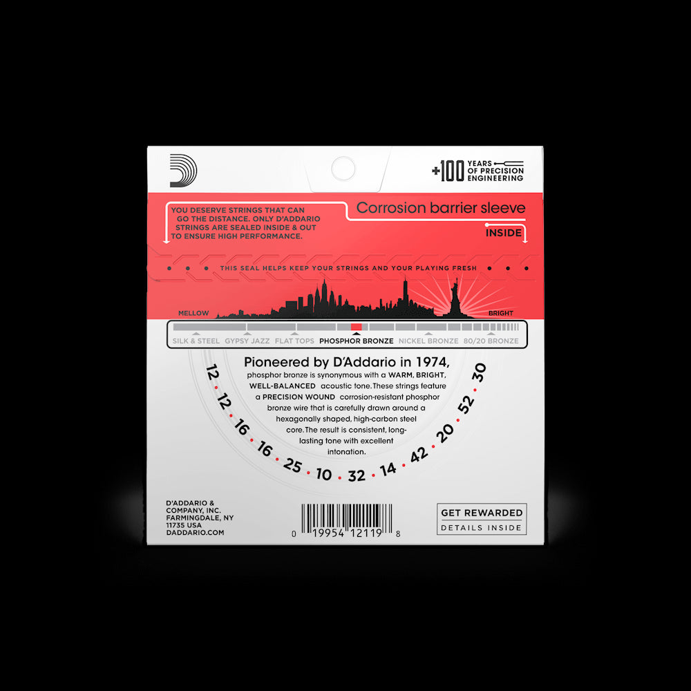 D'Addario Acoustic Guitar 12 String Medium Phosphor Bronze Strings EJ39 Accessories_Strings D'Addario   