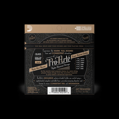 D'Addario Classical Guitar LIGHT TENSION Silver Plated Wrap, Nylon Core, Clear Nylon Trebles, EJ43 Accessories_Strings D'Addario   