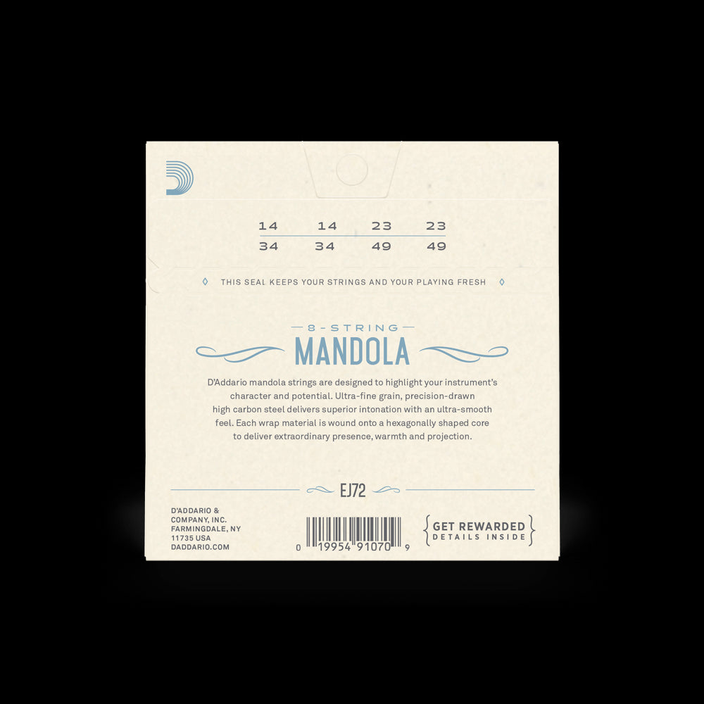 D'Addario 8-String Mandola Phosphor Bronze Strings Light Gauge EJ72 Accessories_Strings D'Addario   