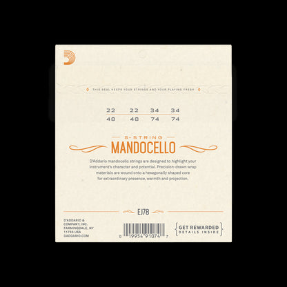 D'Addario Mandocello Phosphor Bronze Strings EJ78 Accessories_Strings D'Addario   