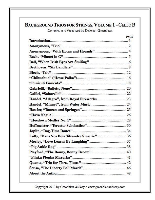 Background Trios for Strings Vol. 1 - Cello B Media Greenblatt & Seay   