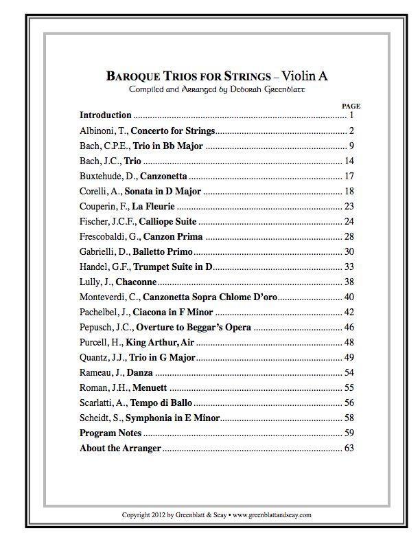 Baroque Trios for Strings - Violin A Media Greenblatt & Seay   