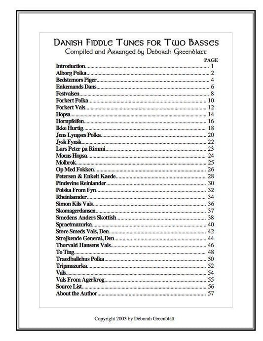 Danish Fiddle Tunes for Two Basses Media Greenblatt & Seay   