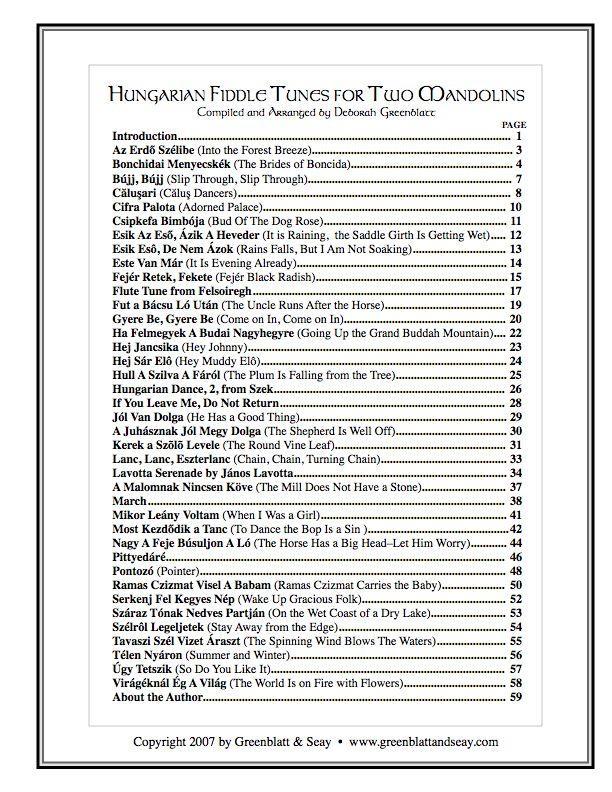 Hungarian Fiddle Tunes for Two Mandolins Media Greenblatt & Seay   
