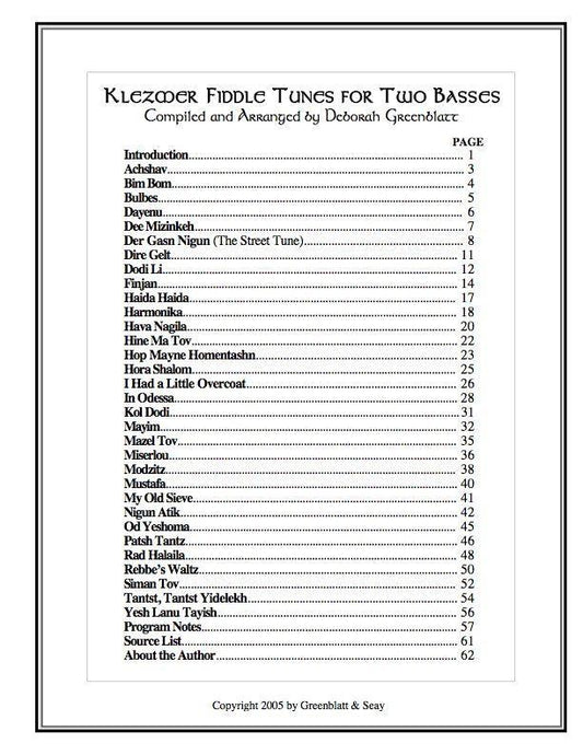 Klezmer Fiddle Tunes for Two Basses Media Greenblatt & Seay   