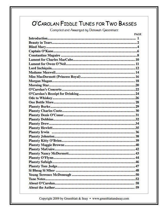 O'Carolan Fiddle Tunes for Two Basses Media Greenblatt & Seay   