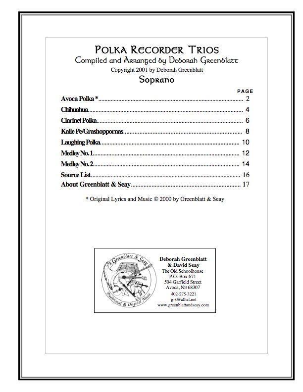 Polka Recorder Trios - Parts Media Greenblatt & Seay   