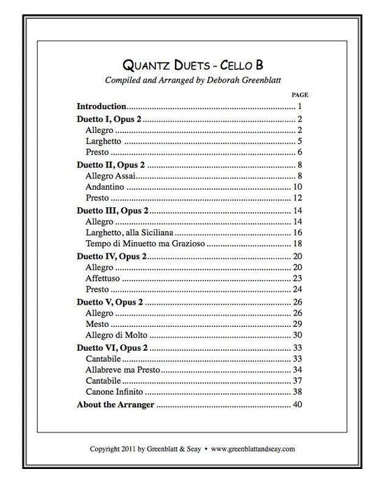 Quantz Duets - Cello B Media Greenblatt & Seay   