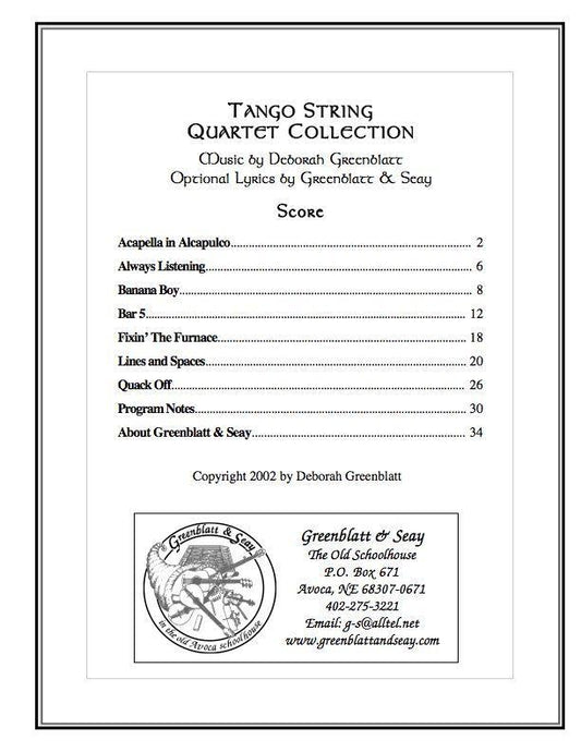 Tango String Quartet Collection - Score Media Greenblatt & Seay   