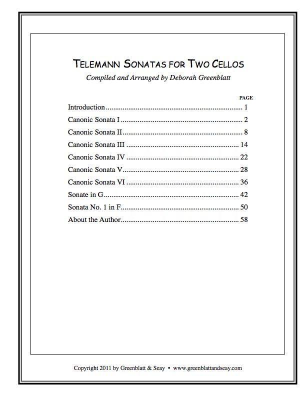 Telemann Sonatas for Two Cellos Media Greenblatt & Seay   