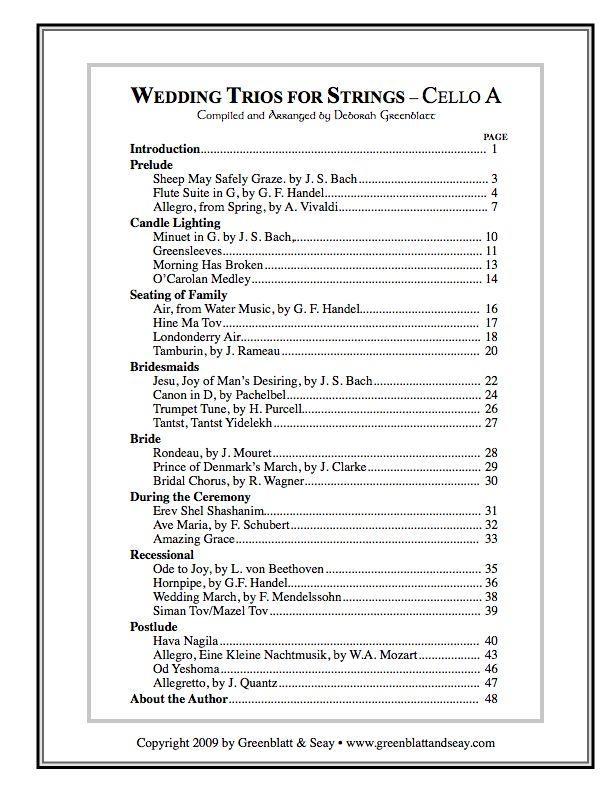 Wedding Trios for Strings Cello A Media Greenblatt & Seay   