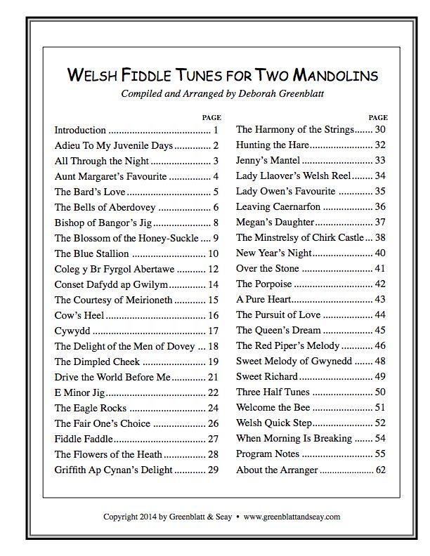 Welsh Fiddle Tunes for Two Mandolins Media Greenblatt & Seay   